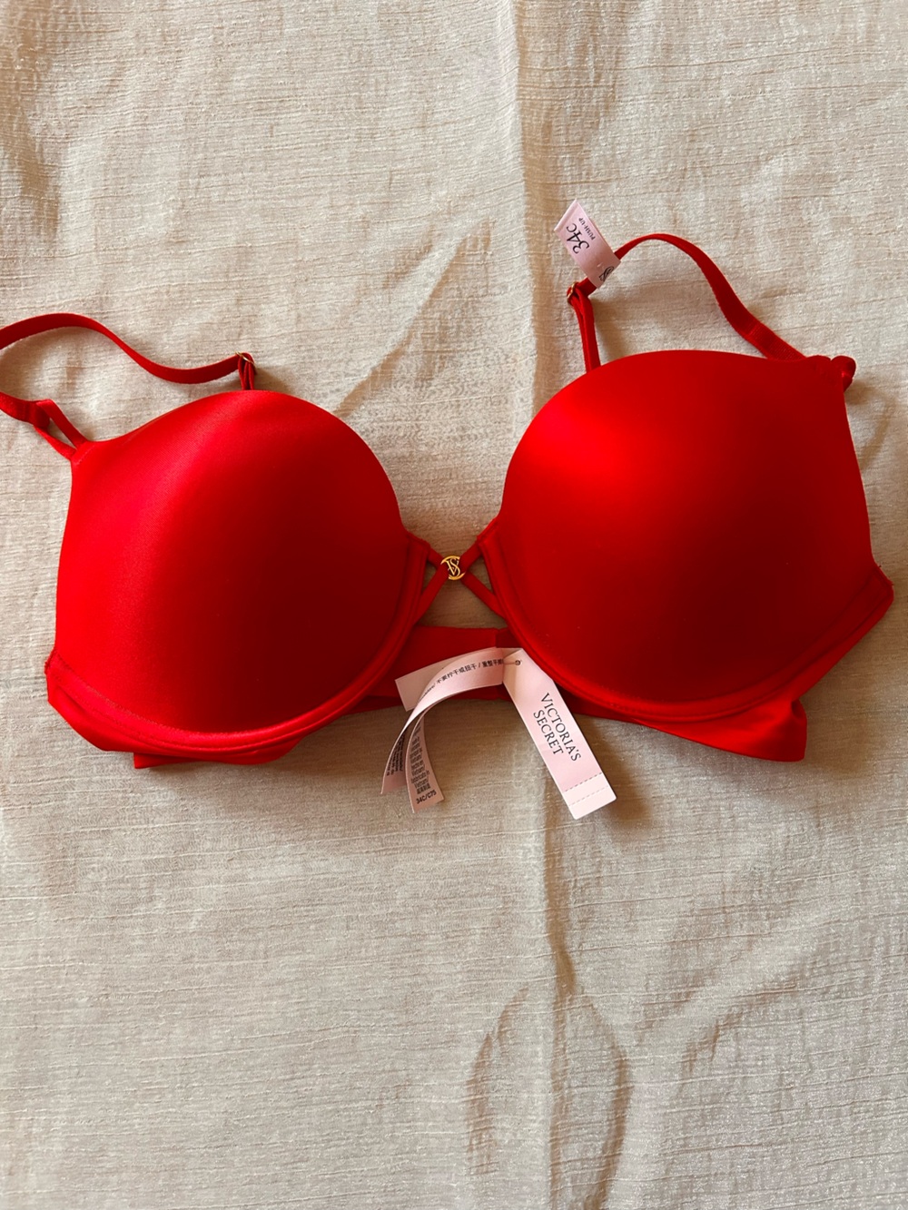Victoria's Secret Bright Red T-Shirt Push-Up Bra